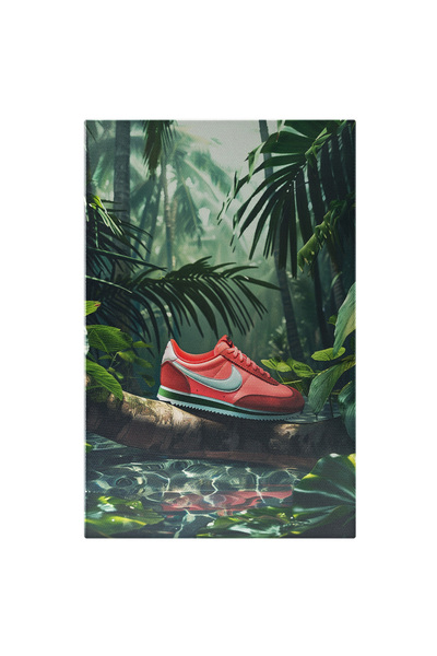 StoryGift Romania Tablou Canvas Nike Roșu Oglindit În Apa Clară Cu Miraje Turcoaz Din Pădurea Ecuatorială , Pictu