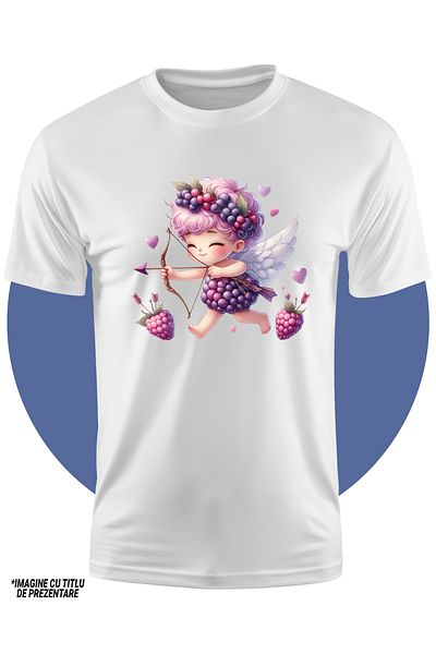 StoryGift Romania Tricou Copii Cu Un Bebelus Care Trage Cu Arcul, Ilustratie, Cupidon, Costum De Mura, Inimi