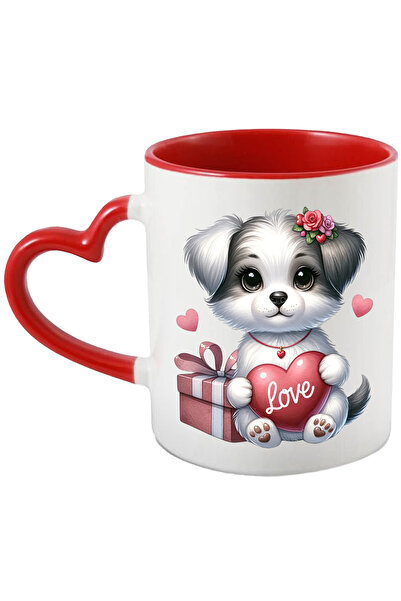 StoryGift Romania Cana Cu Un Catelus Care Tine O Inimioara Pe Care Scrie "lov...