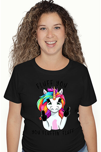StoryGift Romania Tricou Femei Cu Un Unicorn Care Arata Semne Obscene Cu Mesa...