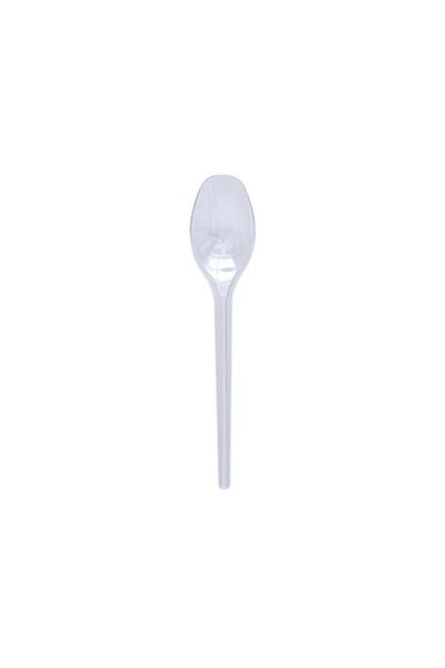 BAKOM AMBALAJ 100Pcs Plastic Sup Spoon Transparent Dessert, Pudding Spoon