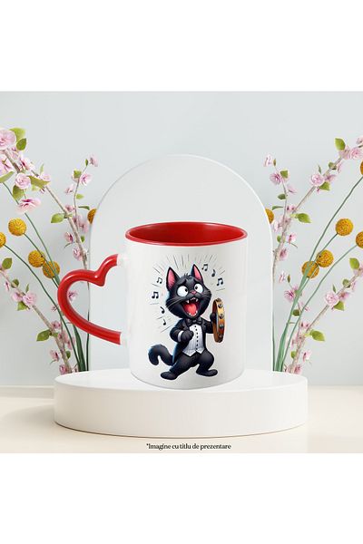 StoryGift Romania Mug with singing kitty, jingle, illustration, noise, music, melody, gala, With ,STG