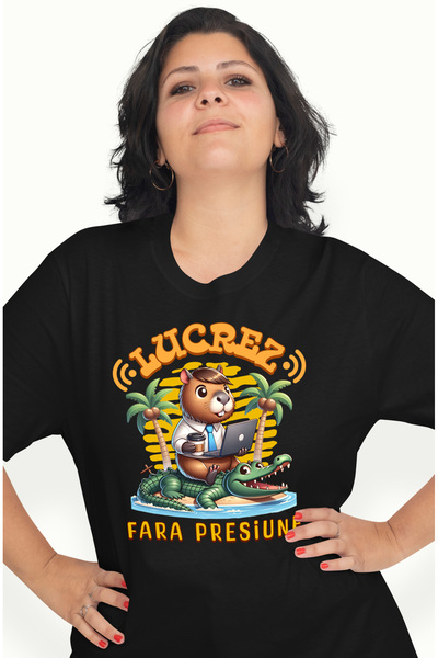 StoryGift Romania Tricou Femei Lucrez Fara Presiune Animal Cu Camasa Si Crava...