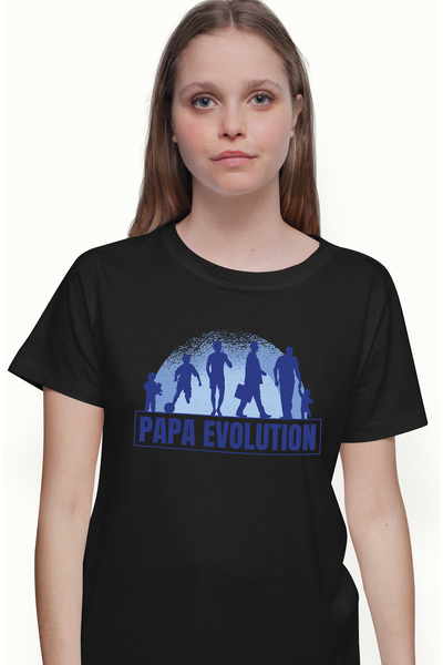 StoryGift Romania Tricou Femei Personalizata Tata, Copil, Amintiri, Copilarie, Papa Evolution, Cu Blk_l