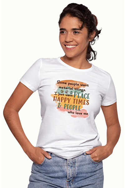 StoryGift Romania Tricou Femei Cu Mesajul "some People Want Material Things. I Just Want Peace, Ha Wht_l