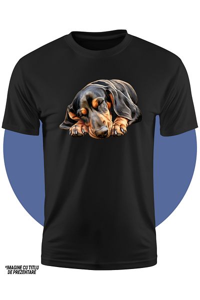 StoryGift Romania Tricou Copii Cu Un Catel Dachshund Care Doarme, Ilustratie, Somn Adanc, Oboseala, Lumea Vi