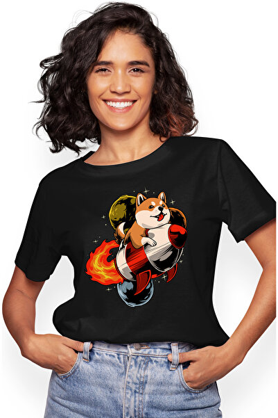 StoryGift Romania Tricou Femei Cu Catel, Shiba Inu, Racheta, Foc, Multicolor ...
