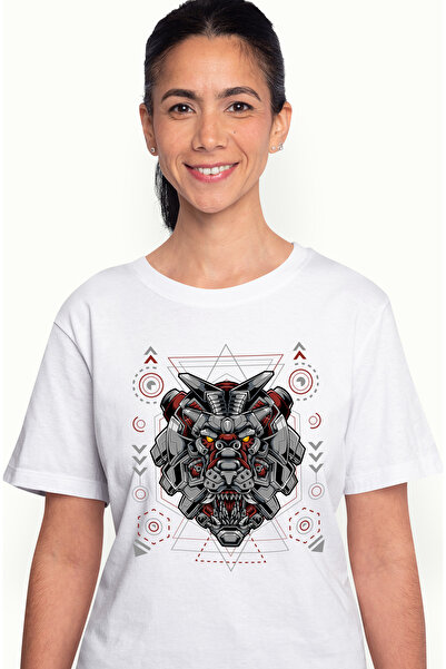 StoryGift Romania Tricou Femei Cu Cap De Leu, Robot, Cyberpunk, Geometric, Multicolor Cu Imprimeu Wht_m