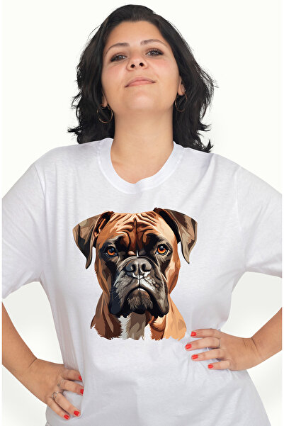 StoryGift Romania Tricou Femei cu un caine Boxer serios, ilustratie, pentru i...
