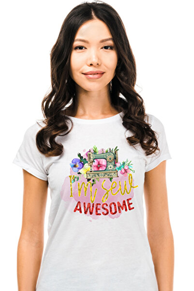 StoryGift Romania Tricou Femei Cu Mesajul "i'm Sew Awesome", Profesie, Ilustr...