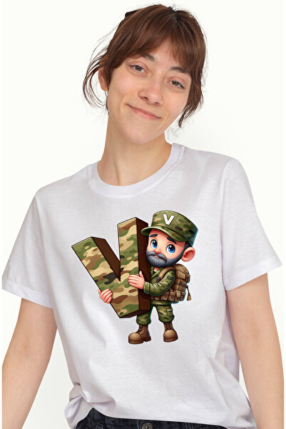 StoryGift Romania Tricou Femei Cu Un Militar Care Tine Litera "v", Vanatoare,...