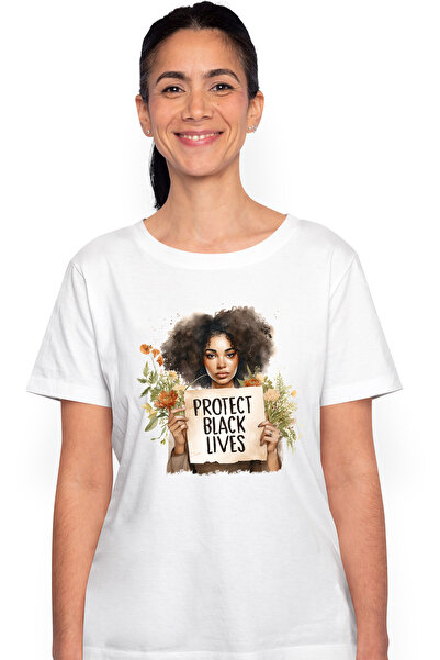 StoryGift Romania Tricou Femei Cu O Femeie De Culoare Cu Mesajul "protect Bla...