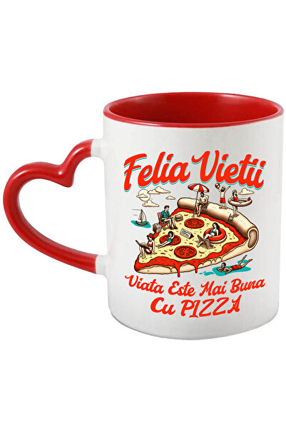 StoryGift Romania Cana Cu Felie De Pizza Peperoni Oameni Pe Plaja Bronz Relax...