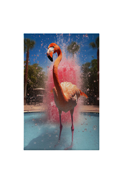StoryGift Romania Tablou Canvas: Flamingo La Piscina - Pasare Stropi Distract...