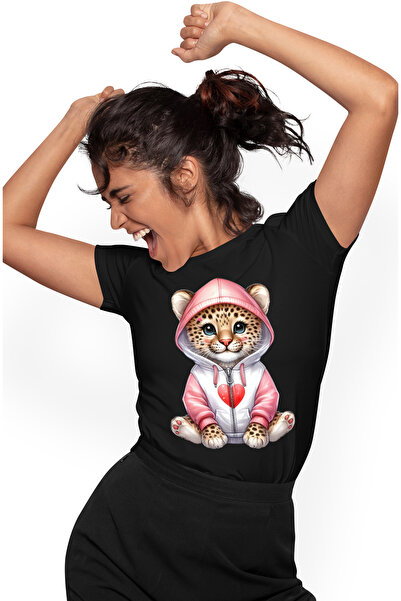 StoryGift Romania Tricou Femei Cu Un Tigru Micut In Hanorac, Ilustratie, Inim...