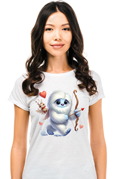 StoryGift Romania Tricou Femei Cu Un Yeti Cupidon, Ilustratie, Trage Cu Arcul...