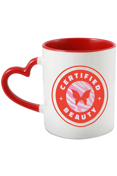 StoryGift Romania Cana Certificat Frumusete, Makeup, Atestatie, Scoala, Fluture, 330ml, Ceramica C, Cu Maner Inim Stg