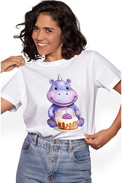 StoryGift Romania Tricou Femei Cu Un Pui De Hipopotam Mov, Ilustratie, Ferici...