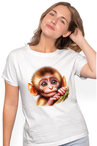 StoryGift Romania Tricou Femei Cu O Maimutica, Ilustratie, Copilarie, Grija, ...