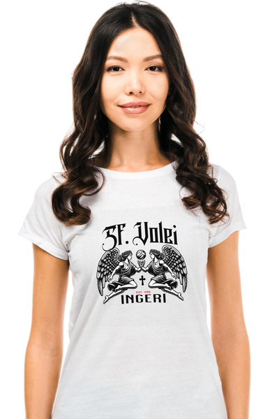 StoryGift Romania Tricou Femei Doi Ingeri Jucand Volei Iubitorii De Sport Cu ...