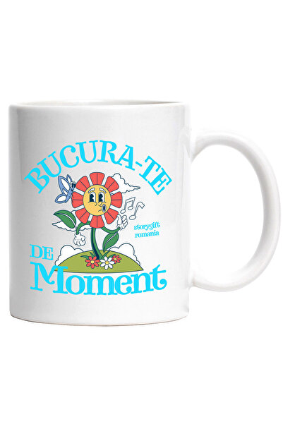StoryGift Romania Cana Cu Floare Colorata Muzicala Text Bucura-te De Moment, ...