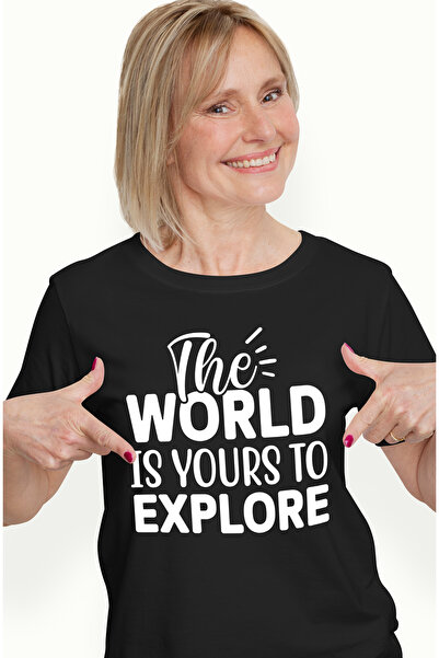 StoryGift Romania Tricou Femei Cu Mesajul "the World Is Yours To Explore" - L...