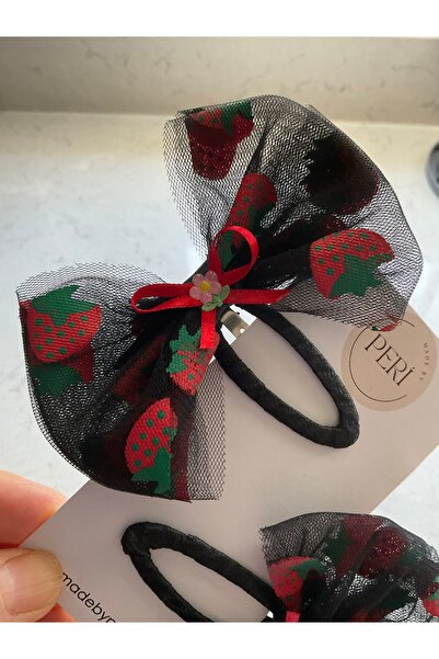 MADE BY PERİ Buckle;2 Buckles with Snap Fasteners Printed with Red Strawberri...