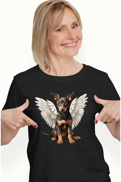 StoryGift Romania Tricou Femei Cu Un Caine Cu Aripi Albe, Ilustratie, Cuminte...