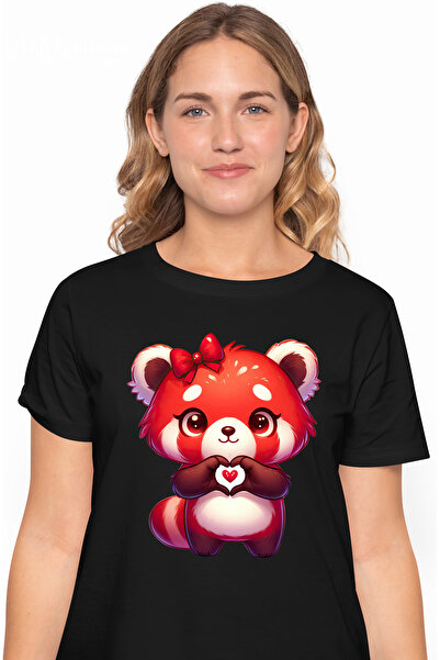 StoryGift Romania Tricou Femei Cu Un O Ursoaica Panda Rosie, Semn In Forma De...