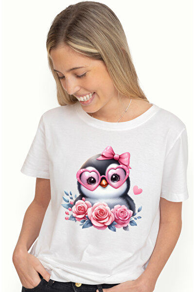 StoryGift Romania Tricou Femei Cu Un Pui De Pinguin, Ochelari In Forma De Ini...