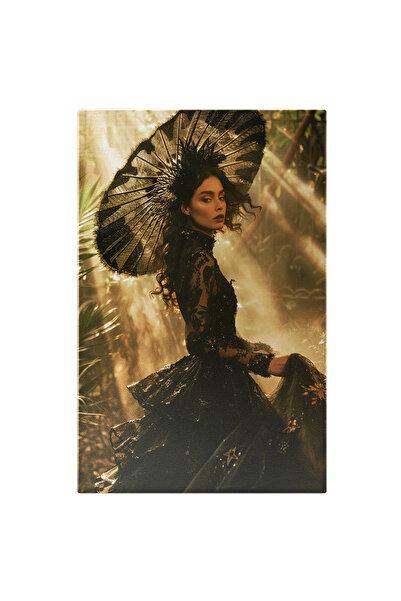 StoryGift Romania Tablou Canvas: Frumusețe Captivă Femeia În Rochie Neagră Lu...