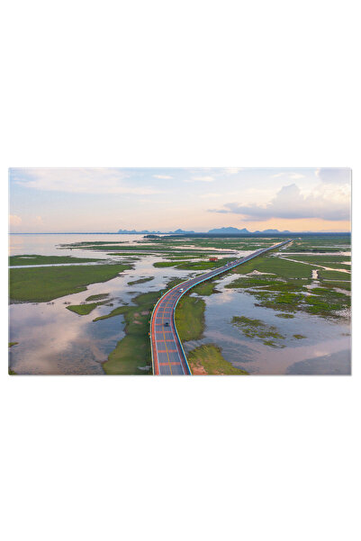 StoryGift Romania Tablou Canvas 120 X 80cm Vedere Aeriana Baraj Si Apa In Pei...