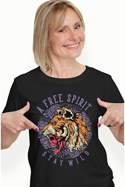 StoryGift Romania Tricou Femei Cu Mesaj In Engleza A Free Spirit Stay Wild, T...