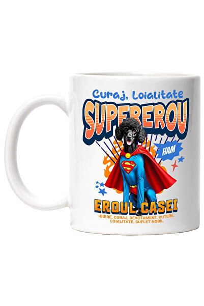 StoryGift Romania Cana Cu Pudel / Poodle Caine In Costum De Superman Cu Peler...