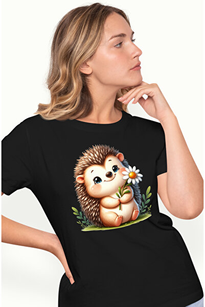 StoryGift Romania Tricou Femei Cu Un Arici Vesel In Natura, Ilustratie, Tine ...