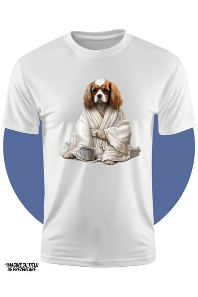 StoryGift Romania Tricou Copii Cu Un Catel Serios Care Are Un Capod Alb, Tricou Copii Cu Ceai, Ilustratie, T
