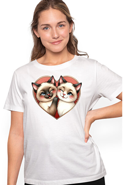 StoryGift Romania Tricou Femei Cu 2 Pisicute Birmaneze, Ilustratie, Afectiune...