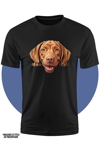 StoryGift Romania Tricou Copii Cu Un Catel Maro, Ilustratie, Zambet, Vrea Sa Se Joace Sau Sa Se Plimbe, Feri