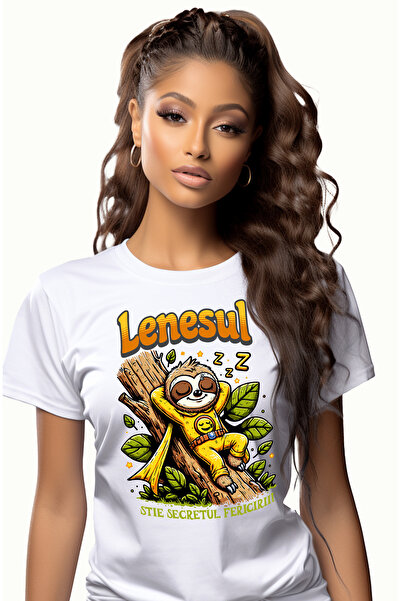 StoryGift Romania Tricou Femei Lenesul-stie secretul fericirii, cu imprimeu p...