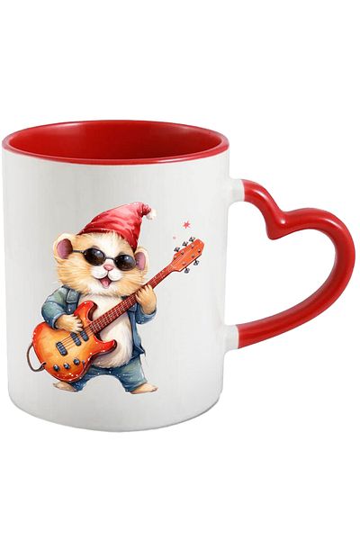 StoryGift Romania Cana Cu Un Soarece Care Canta La Chitara | Ilustratie | Instrument Muzical | Mel, Cu Maner Inim Stg