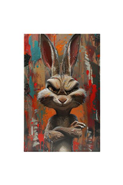 StoryGift Romania Tablou Canvas: Iepurele Pictor Zid Pictat Cu Acuarele Paletă Cromatică Idealist Pictura Digita