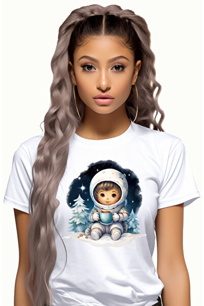 StoryGift Romania Tricou Femei Cu O Fetita In Costum De Astronaut, Ilustratie...