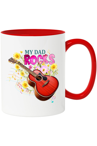 StoryGift Romania Cana Cu O Chitara Cu Mesajul "my Dad Rocks", Note Muzicale,...