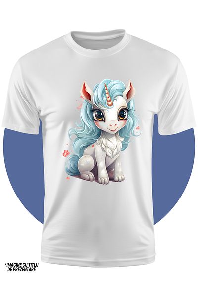 StoryGift Romania Tricou Copii Cu Un Unicorn Fericit, Zambet, Ilustratie, Curios, Pentru Iubitorii De Animal