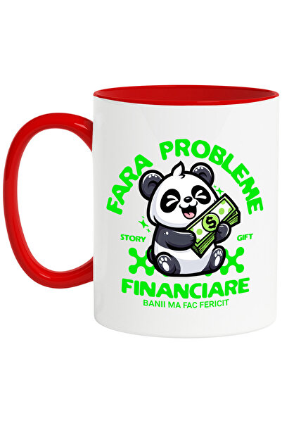 StoryGift Romania Cana Cu Urs Panda Fericit Bancnote Dolari Verzi Text Fara P...
