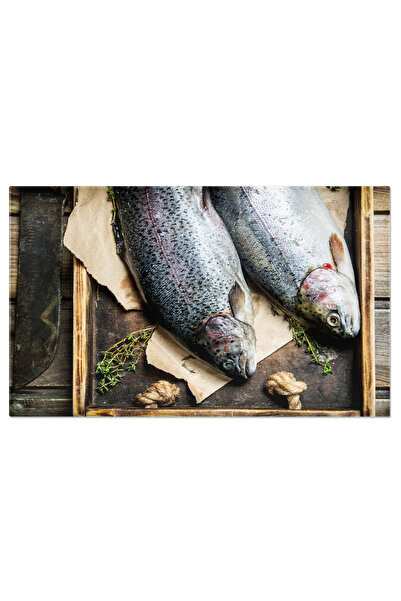 StoryGift Romania Tablou Canvas Eleganta Rustica Somon Crud Pe Tava De Lemn C...