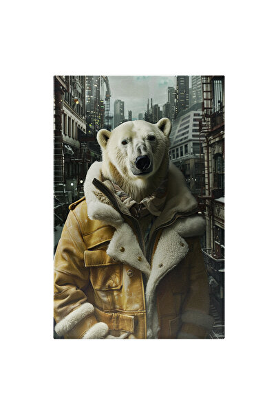 StoryGift Romania Tablou Canvas Marele Urs Polar Alb In Haina Groasa Galbena ...