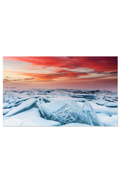 StoryGift Romania Tablou Canvas 120 X 80cm Apus De Soare Peste Lacul Baikal Baikal, Gheata, Rusia, Apus, Peisaj Stg