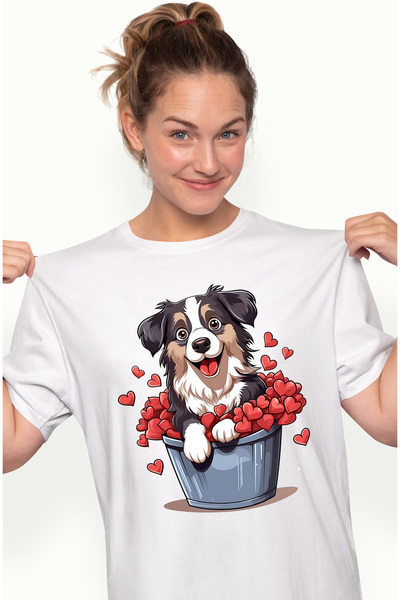 StoryGift Romania Tricou Femei Cu Un Catel Blanos Care Sta Intr-un Castron Ma...