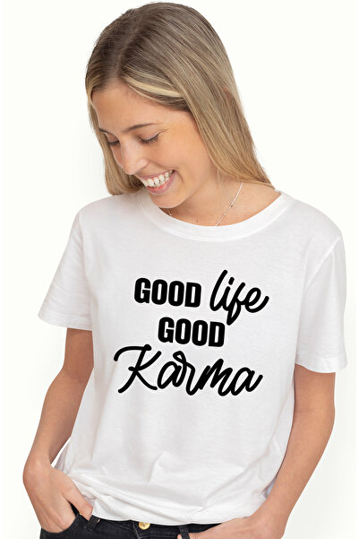 StoryGift Romania Tricou Femei Cu Mesajul In Engleza "good Life, Good Karma" ...
